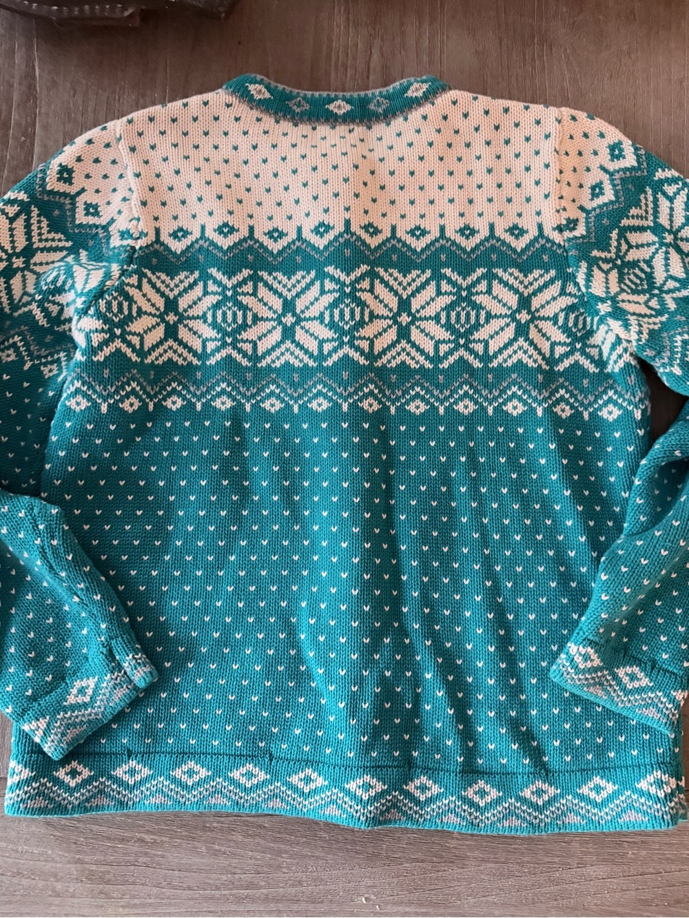 L.L. Bean Fair Isle Nordic Cardigan Sweater 100% Cotton size XL - Picture 4 of 8